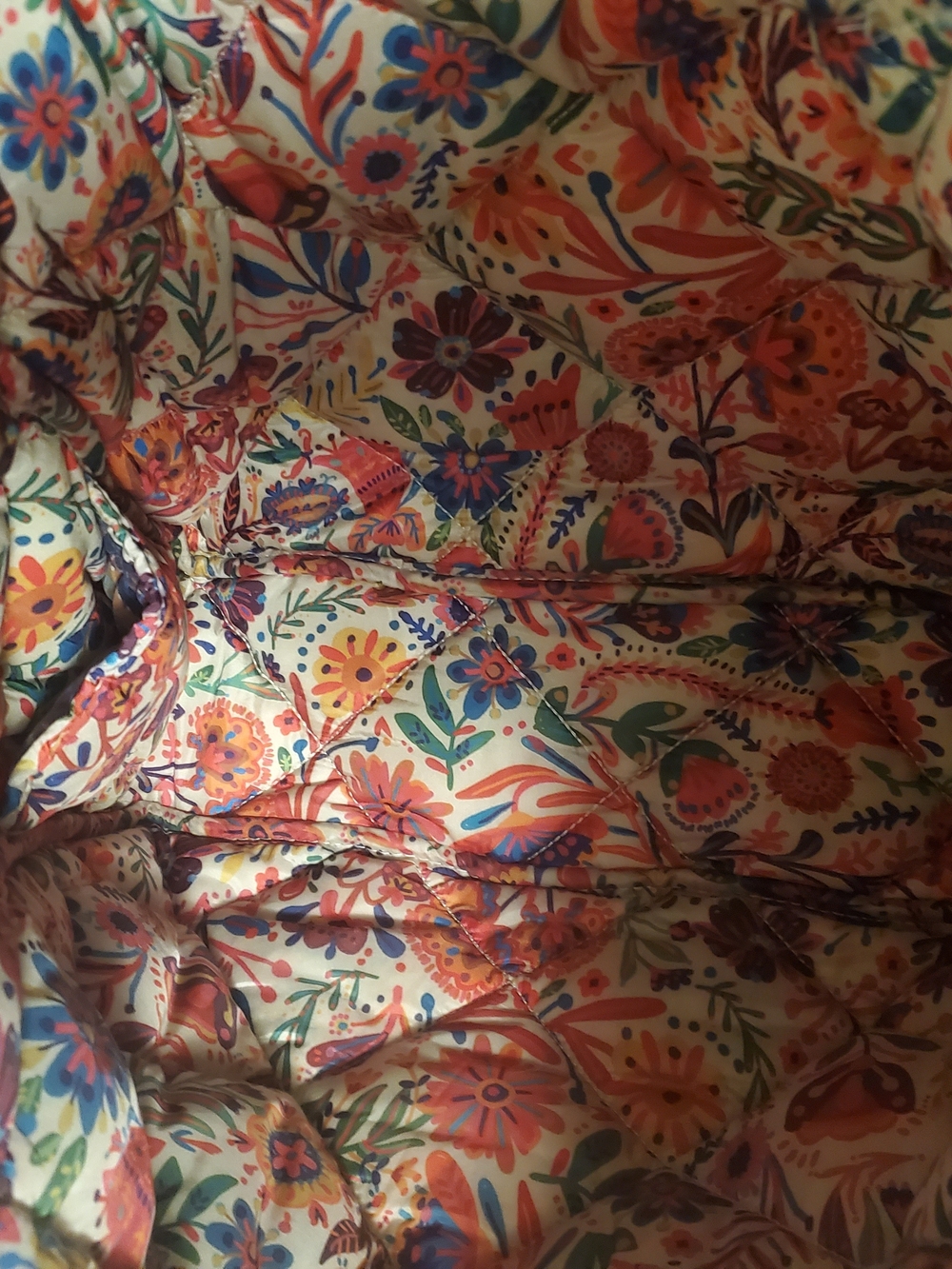NATURAL LIFE Quilted Patchwork Floral Tote - Blue, Orange, Yellow, Cream - Picture 2 of 4